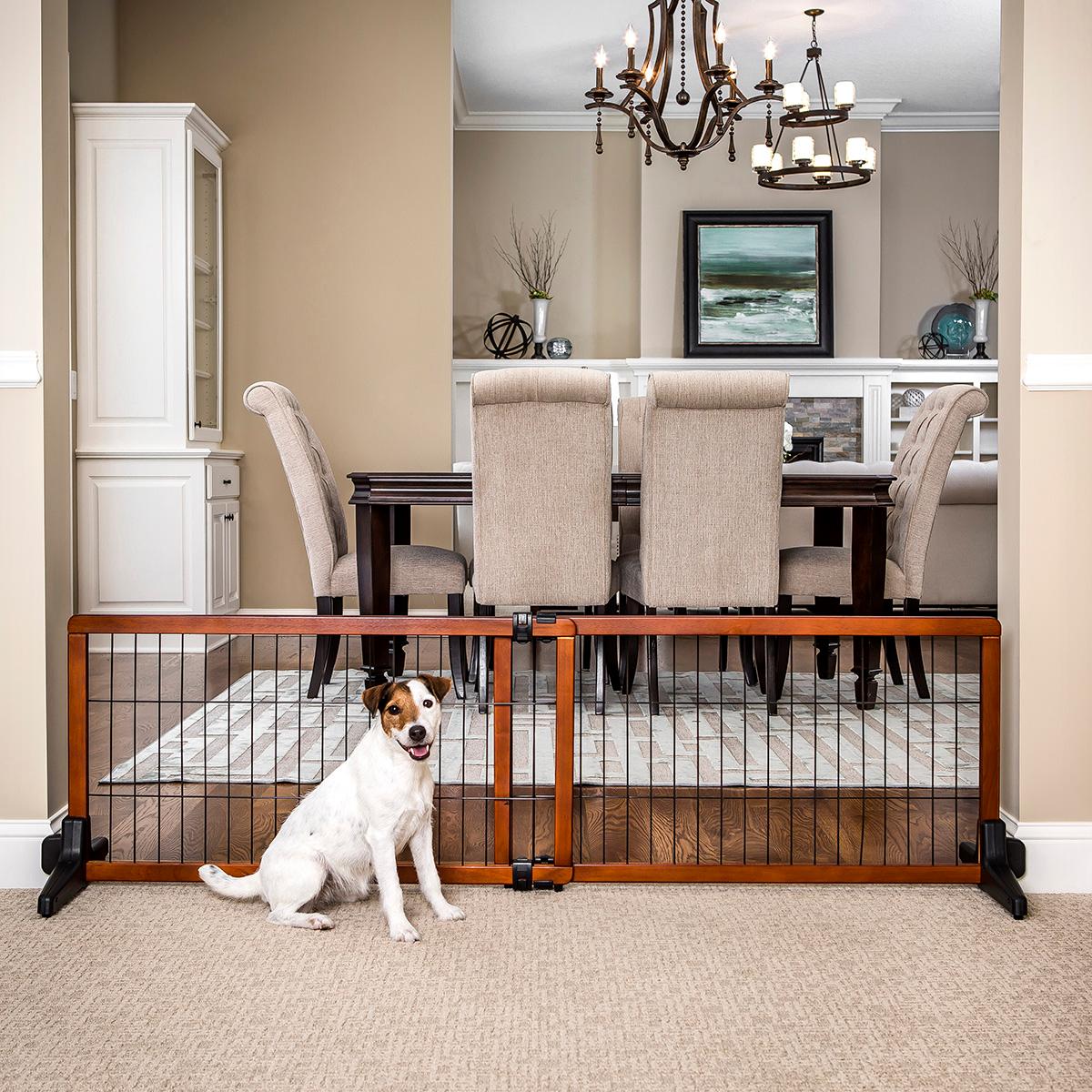 Carlson Adjustable Extra Wide Freestanding Pet Gate, Premium Wood
