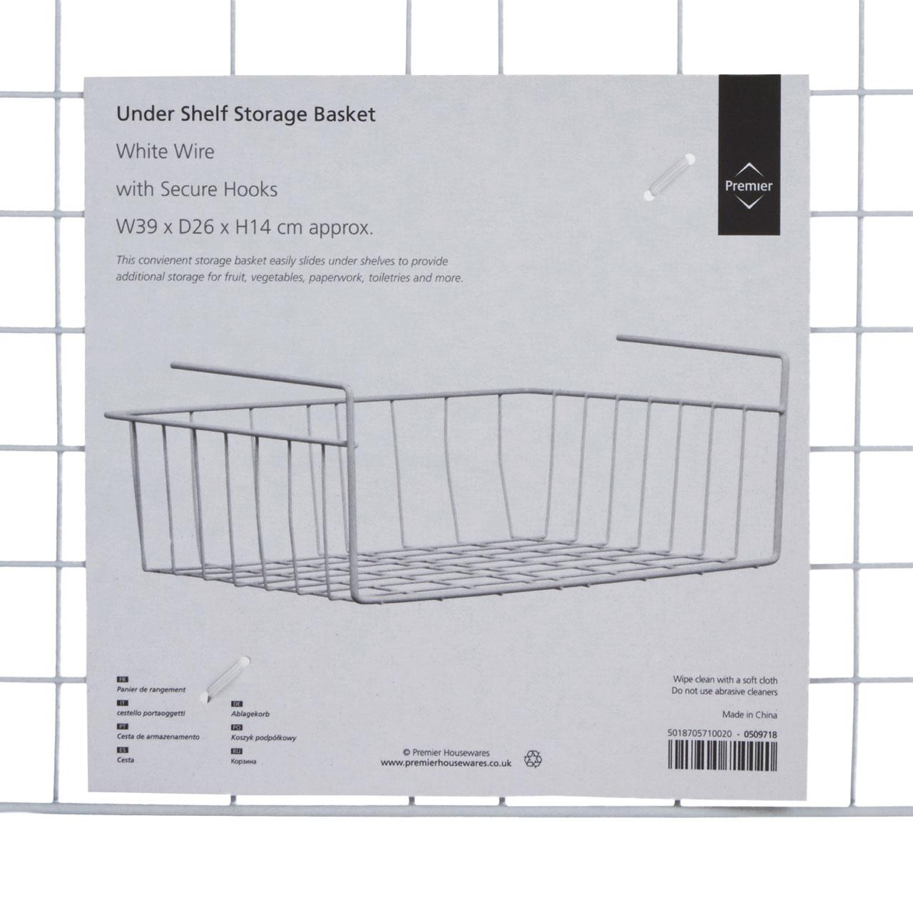 Premier Housewares Under Shelf Storage Basket, 39 cm White Amazon.co