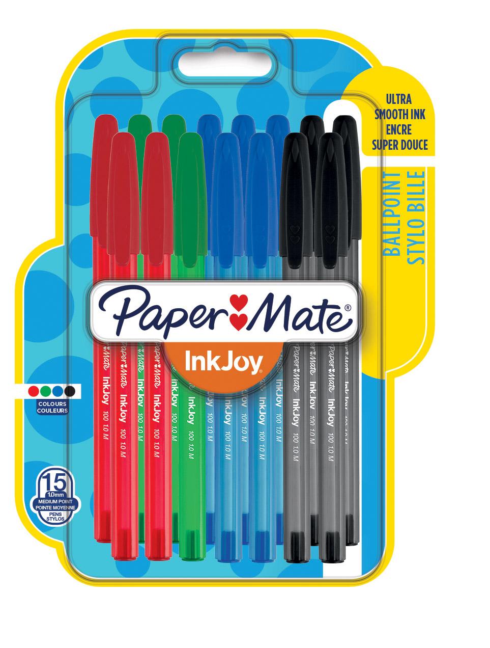 PaperMate InkJoy 100 CAP Capped Ball Pen with 1.0 mm Medium Tip Assorted Standard Colours