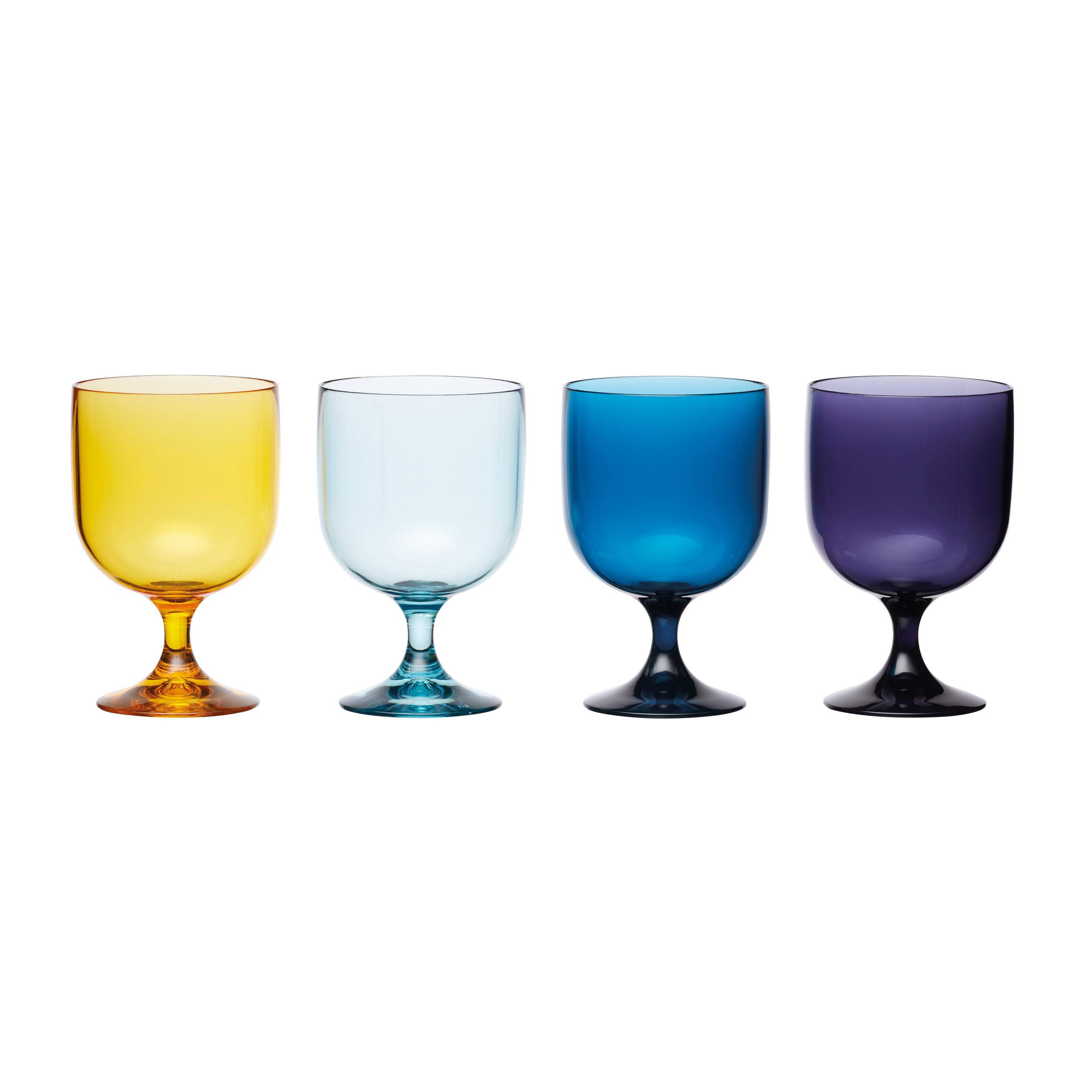 KitchenCraft Coolmovers Sail Away Melamine Wine Glasses, 215 ml (Set of 4) MultiColour