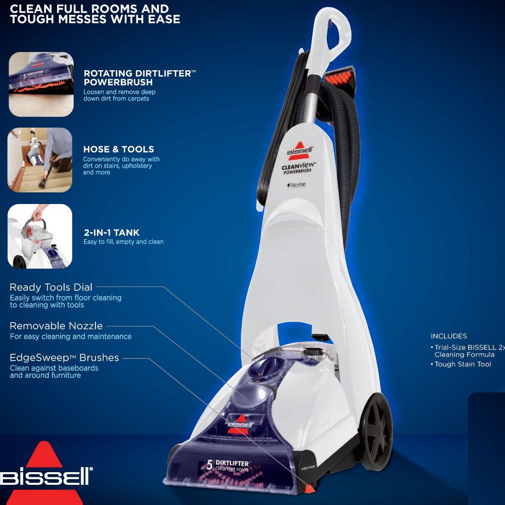 BISSELL Cleanview Power Brush Carpet Cleaner White/Blue Amazon.co.uk