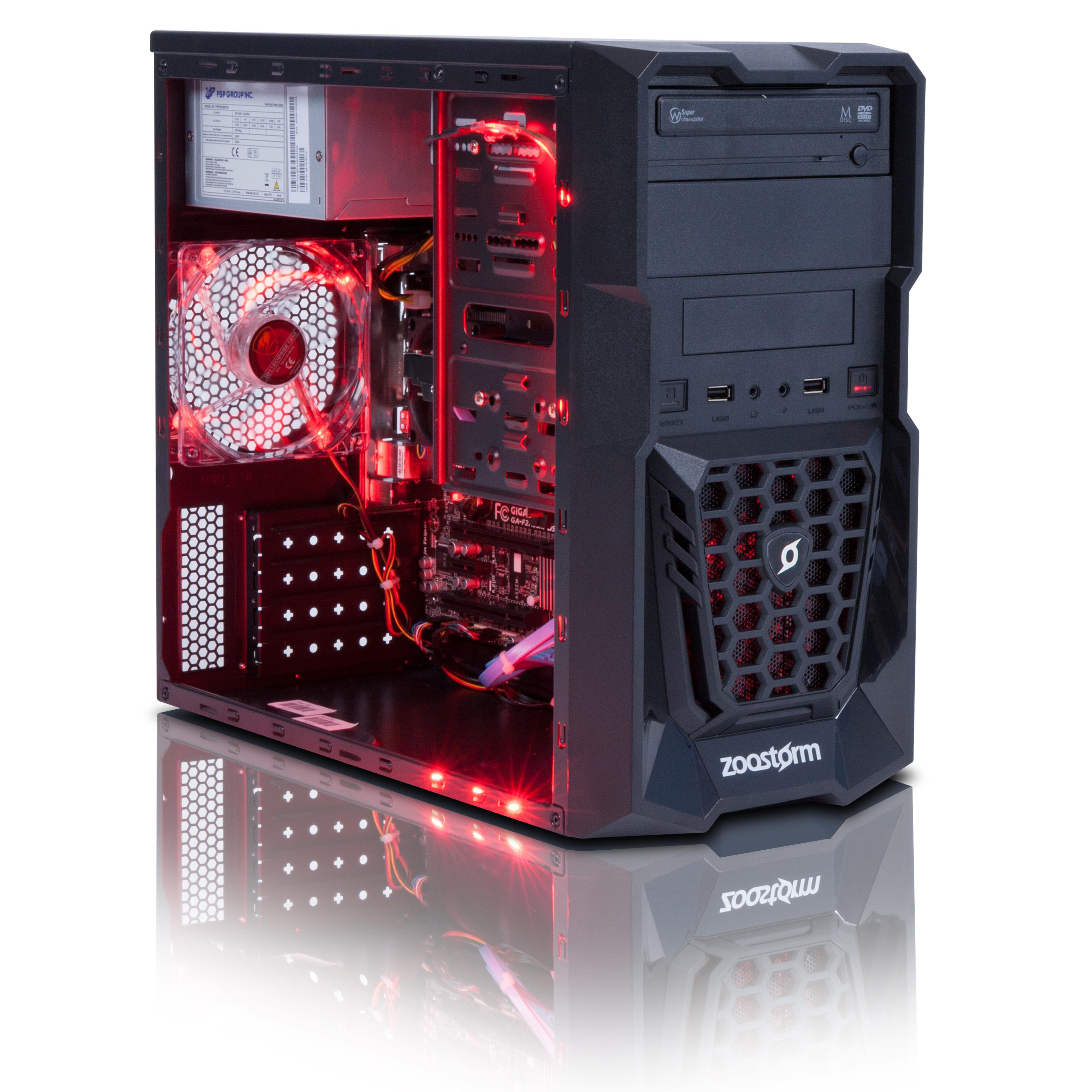 Zoostorm Tempest Gaming Desktop PC with Red LED (Black) (AMD A87600