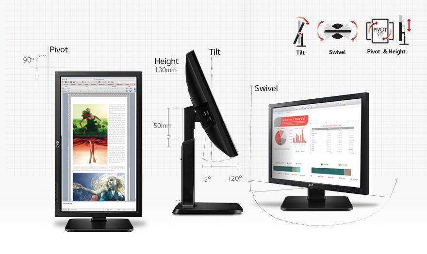 LG 24MB35PH 24" IPS Monitor (1920x1080, VGA, DVI, HDMI, Pivot, Height