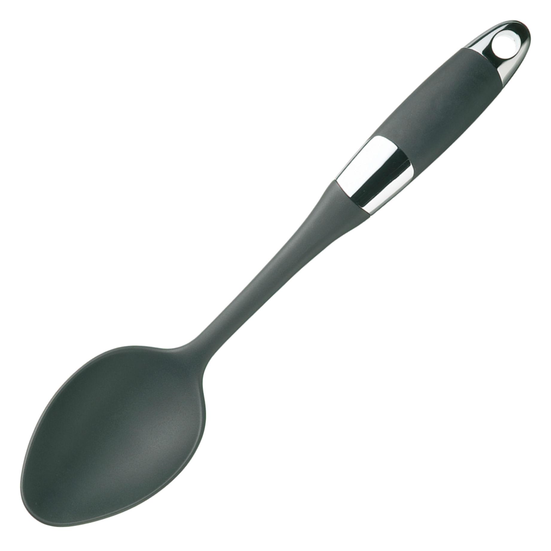 MasterClass SoftGrip NonStick AntiScratch Nylon Cooking and Serving Spoon, Black/Silver, 35