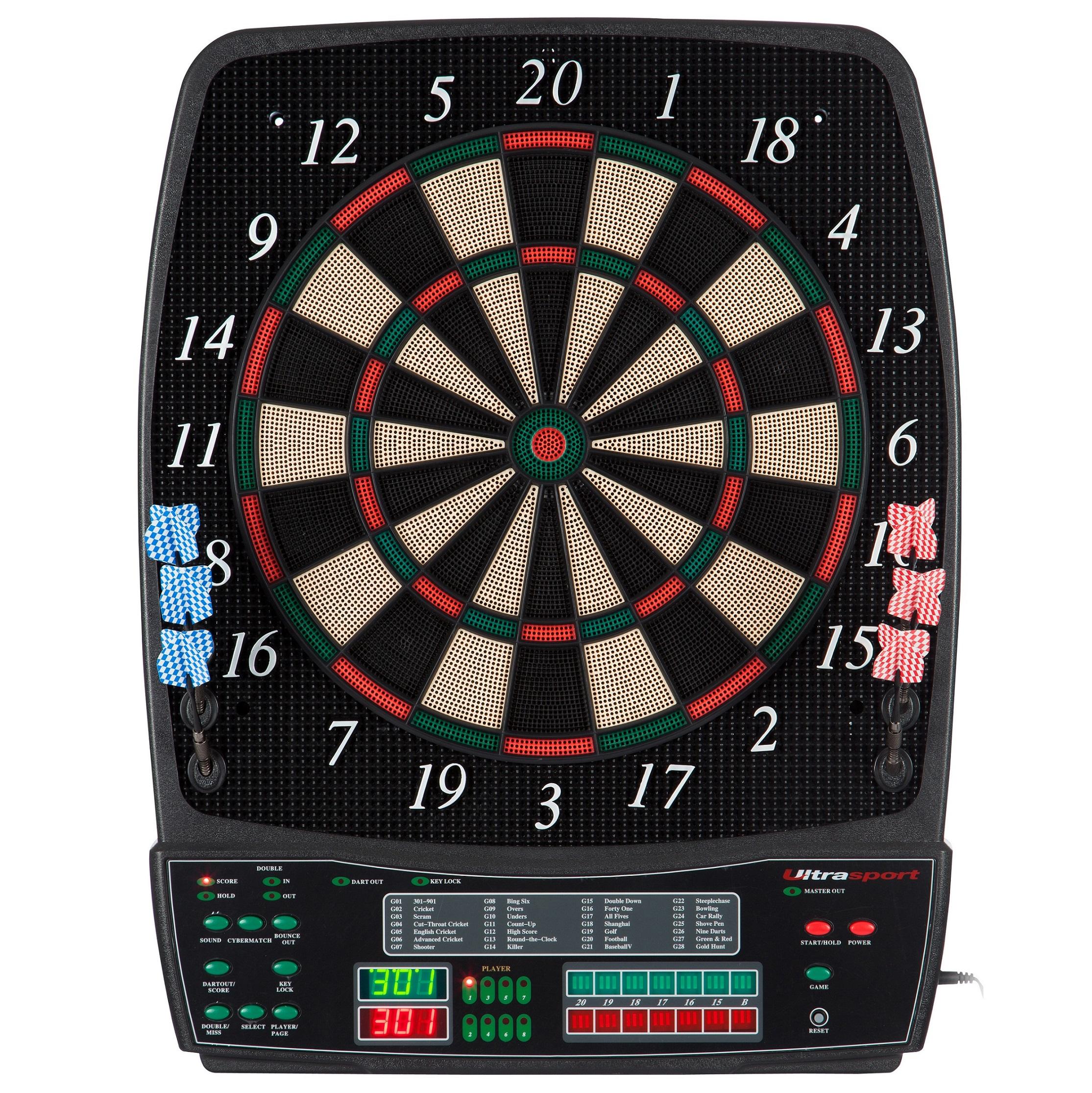 UItrasport Electronic Dartboard, Classic Dartboard for 8 players, 28