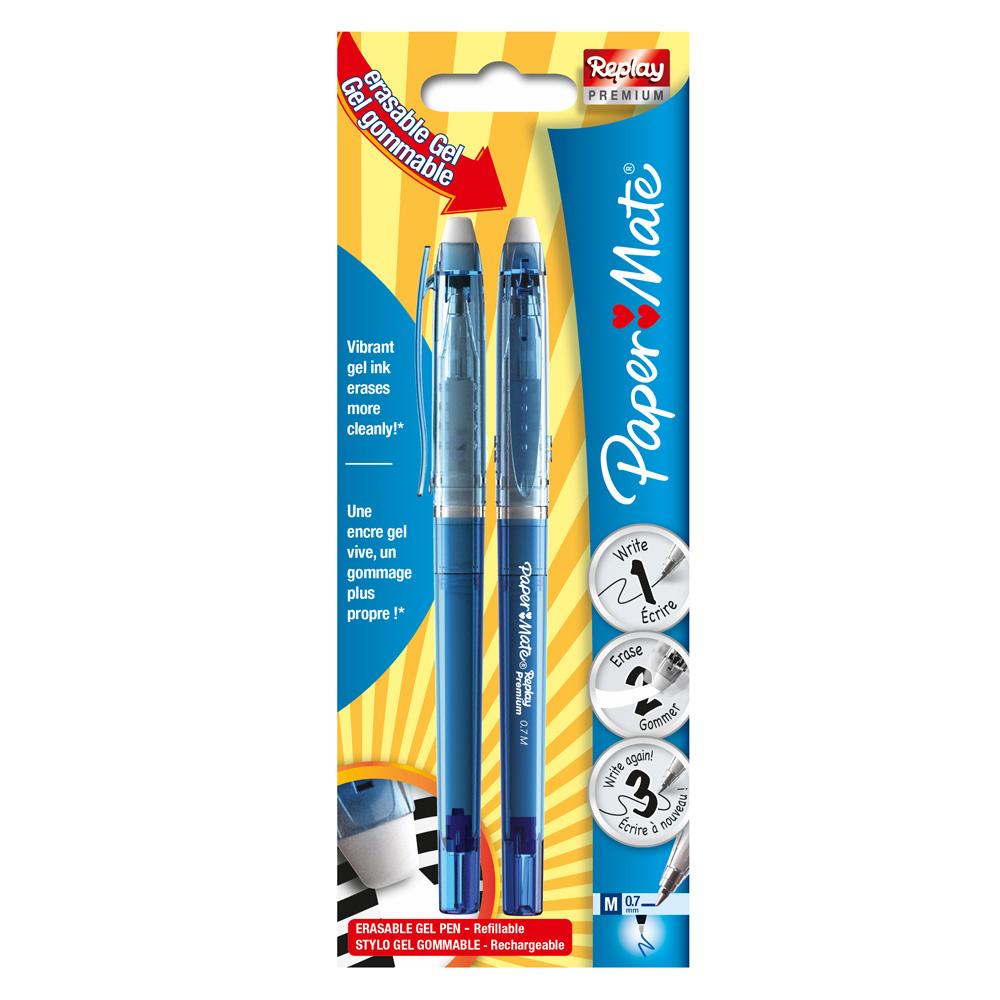 Paper Mate Replay Premium Erasable Gel Pen, Medium 0.7 mm Tip, Blue