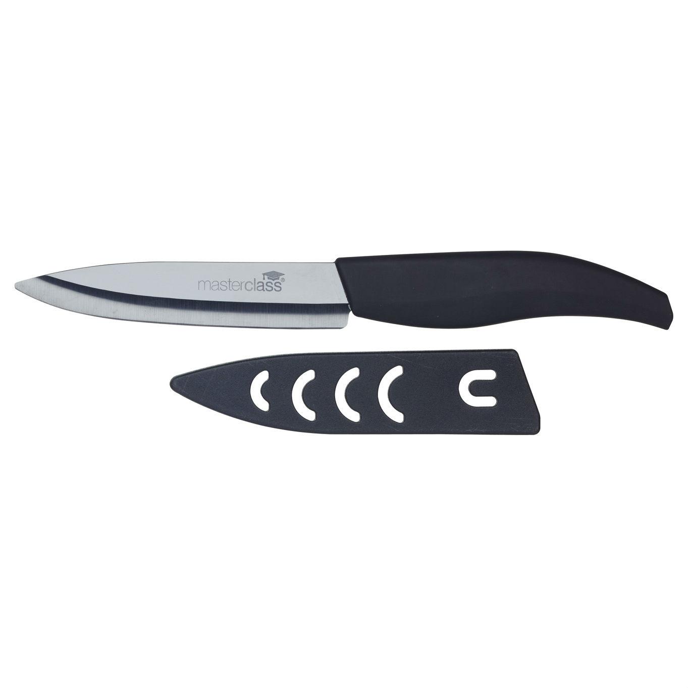 MasterClass Ceramic Kitchen Utility Knife with Sheath, 10 cm (4