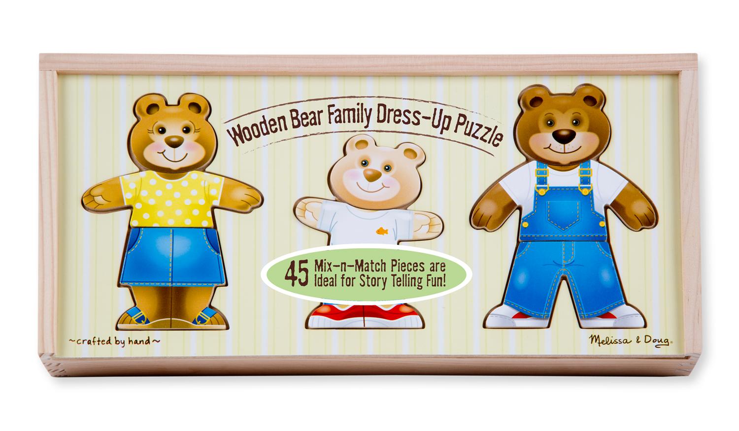 Melissa & Doug Mix 'n Match Wooden Bear Family DressUp Puzzle With