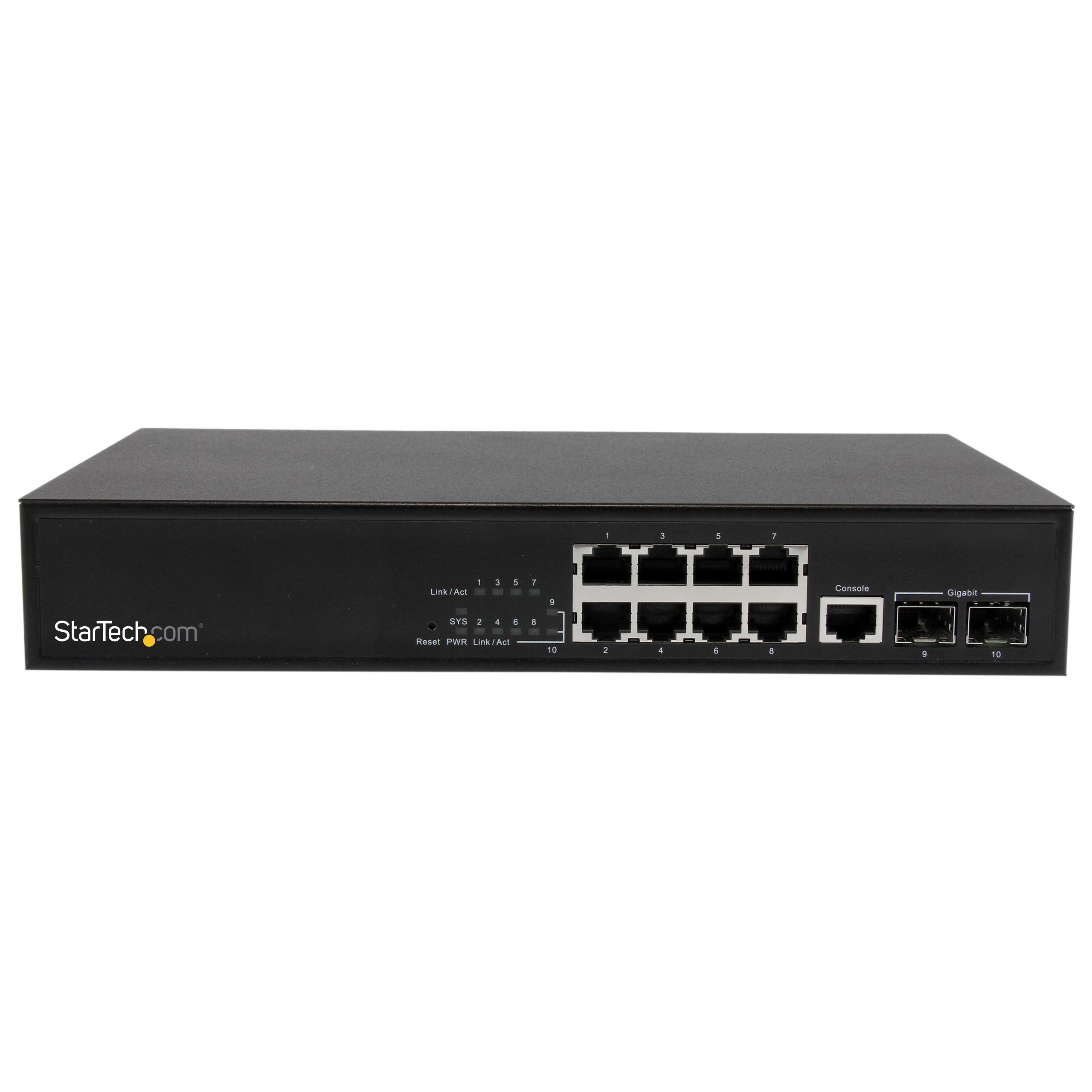 10 Port L2 Managed Gigabit Switch with 2 Open SFP Slots Rack Mountable