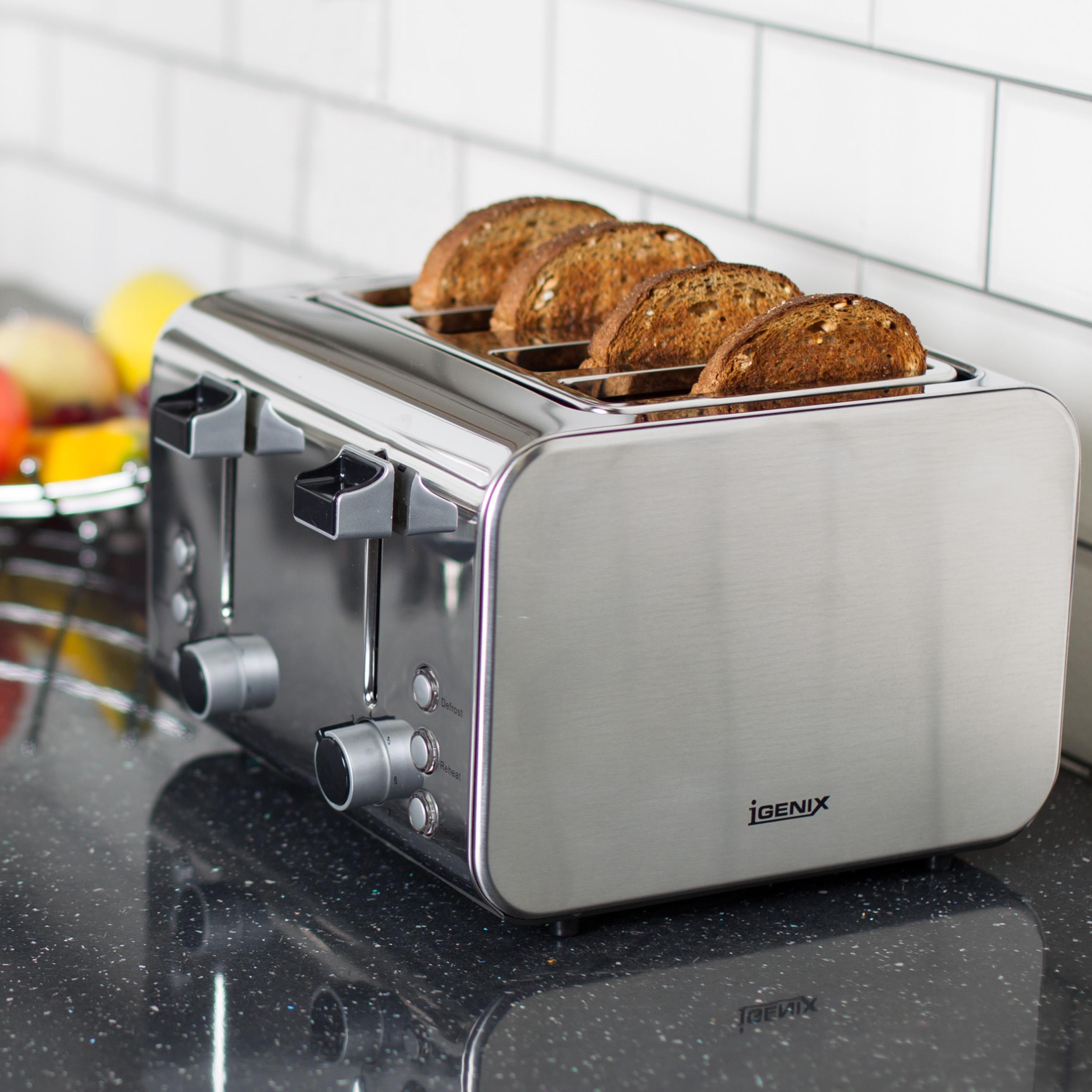 Igenix IGPK01 Kitchen Set, Kettle, 4 Slice Toaster and Microwave Brushed Stainless Steel