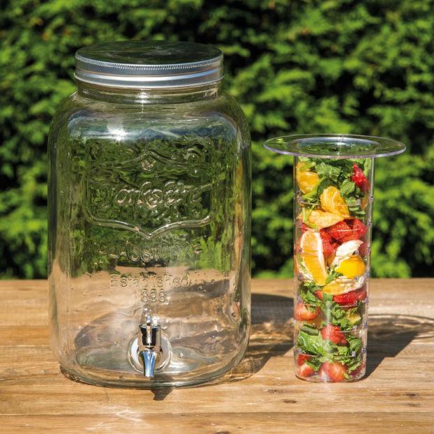 KitchenCraft Home Made Glass Drinks Dispenser Jar with Water Infuser, 7