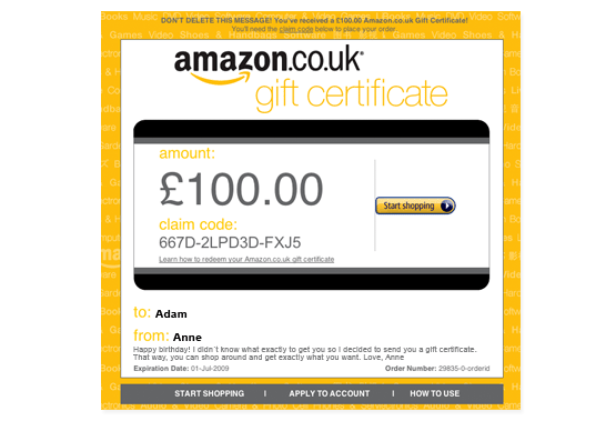 Amazon Gift Certificate