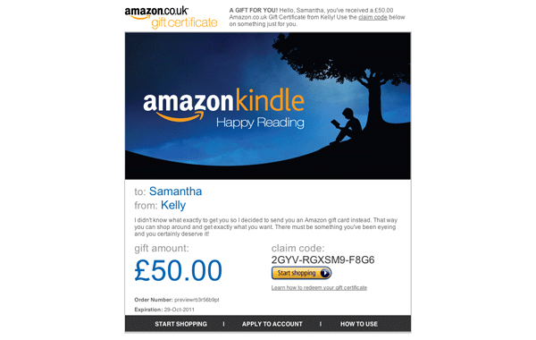 Kindle Gift Card UK