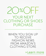 Save 20% on your next clothing or shoes order when you subscribe to clothing emails
