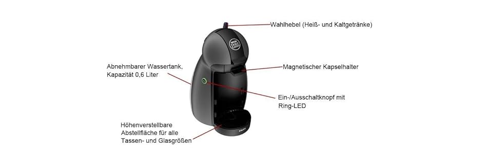 Amazon De Krups Nescafe Dolce Gusto Piccolo Kp 100b Kaffeekapselmaschine 1500 Watt Manuell Anthrazit