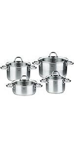 Fissler Edelstahl Topfset korfu – 5 praktische Kochtöpfe