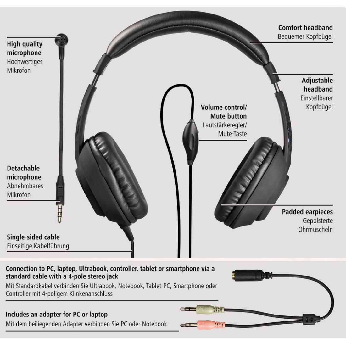 Hama PC Gaming Headset , 4poliger Klinkenstecker und Amazon.de