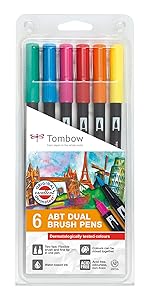 Tombow ABT-6P-3 Fasermaler Dual Brush Pen Set