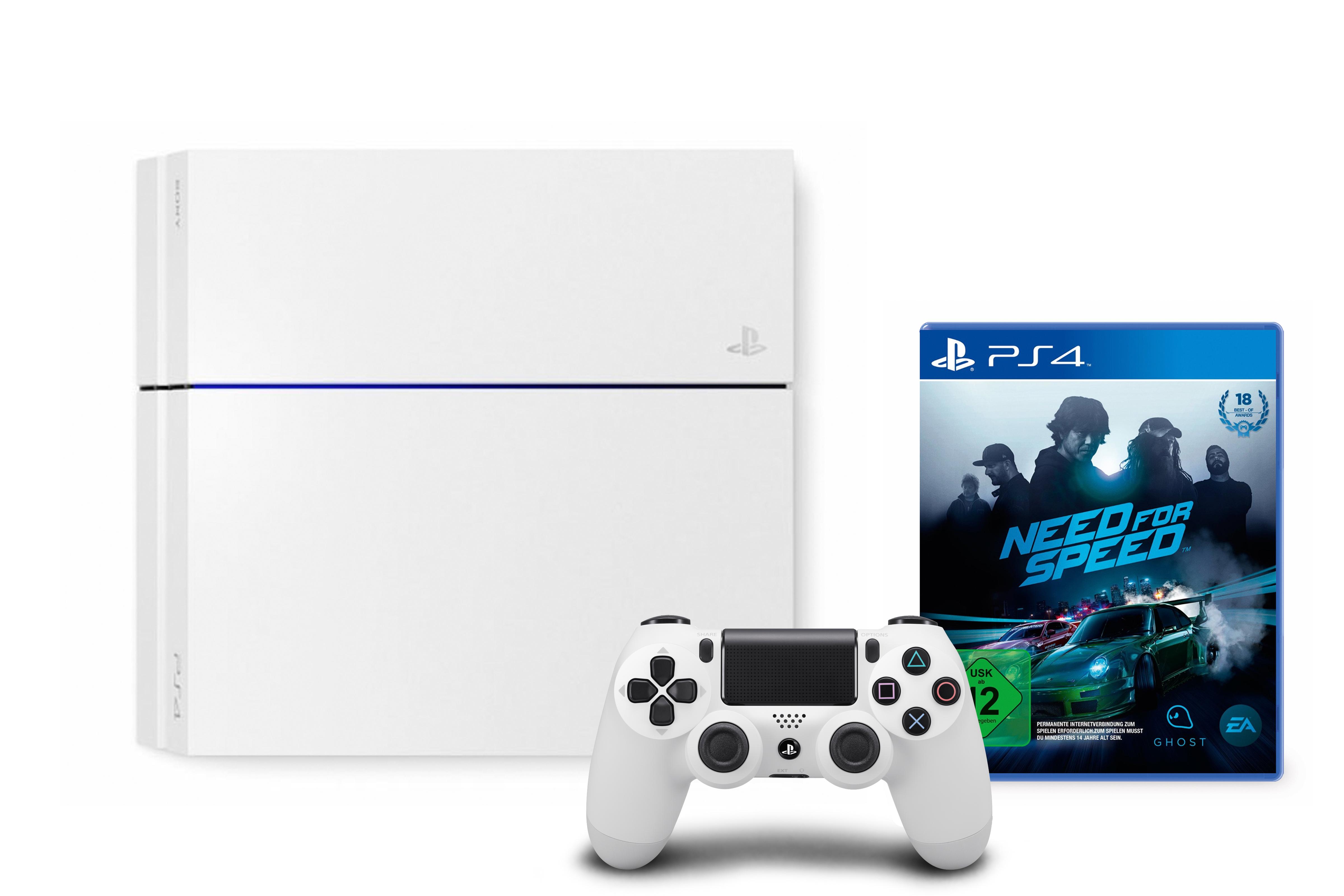 PlayStation 4 Konsole (500GB, weiß) [CUH1216A] + Need for Speed