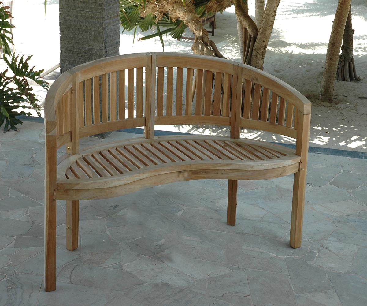 Amazon.de Ambientehome Teakholz Gartenbank 2er Bank Bananenbank Natur