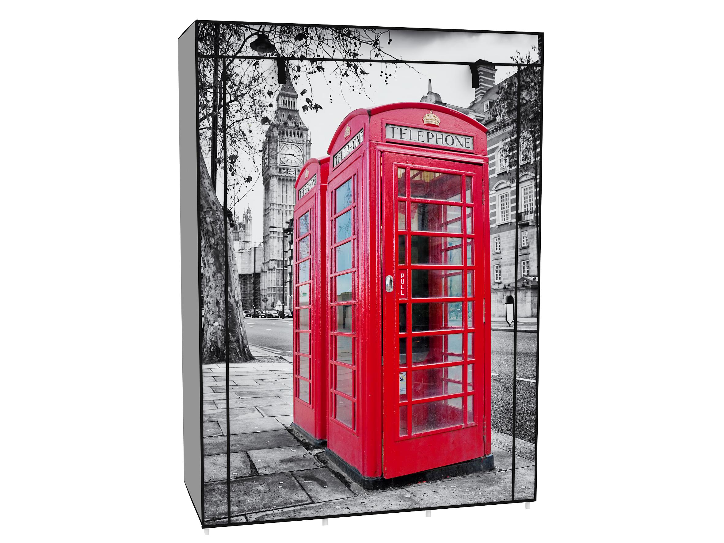 Stoffschrank Kleiderschrank Motiv rote Telefonzelle London 6 Fächer 2