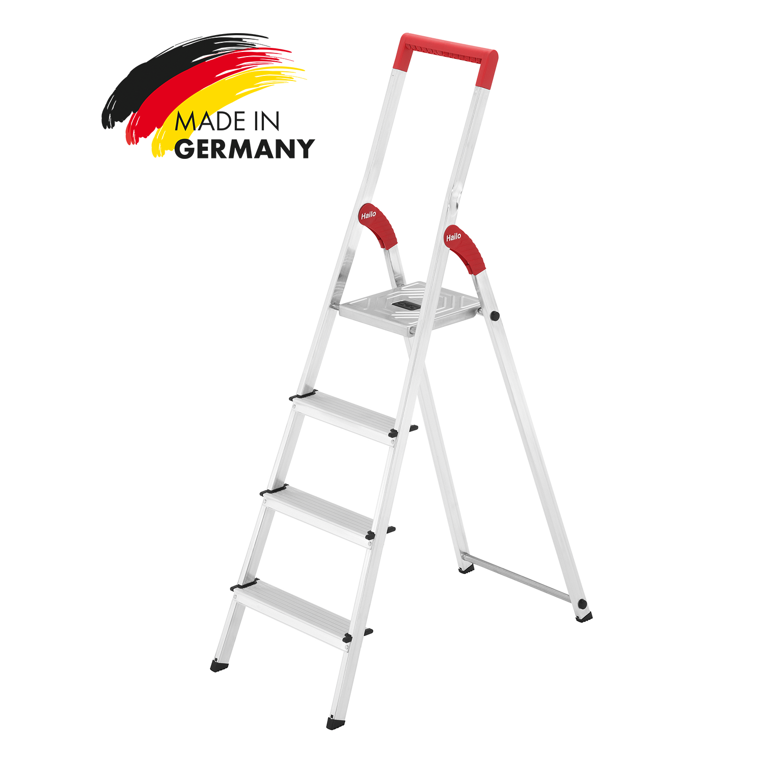 Hailo L50, Alu-Haushaltsleiter, 8 Stufen, EasyClix, roter ...