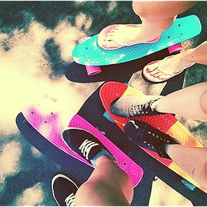 Ridge Skateboard Mini Cruiser 55 Cm – Design Rétro, Roues PU 59mm, ABEC 7, Monté Et Prêt à Rouler