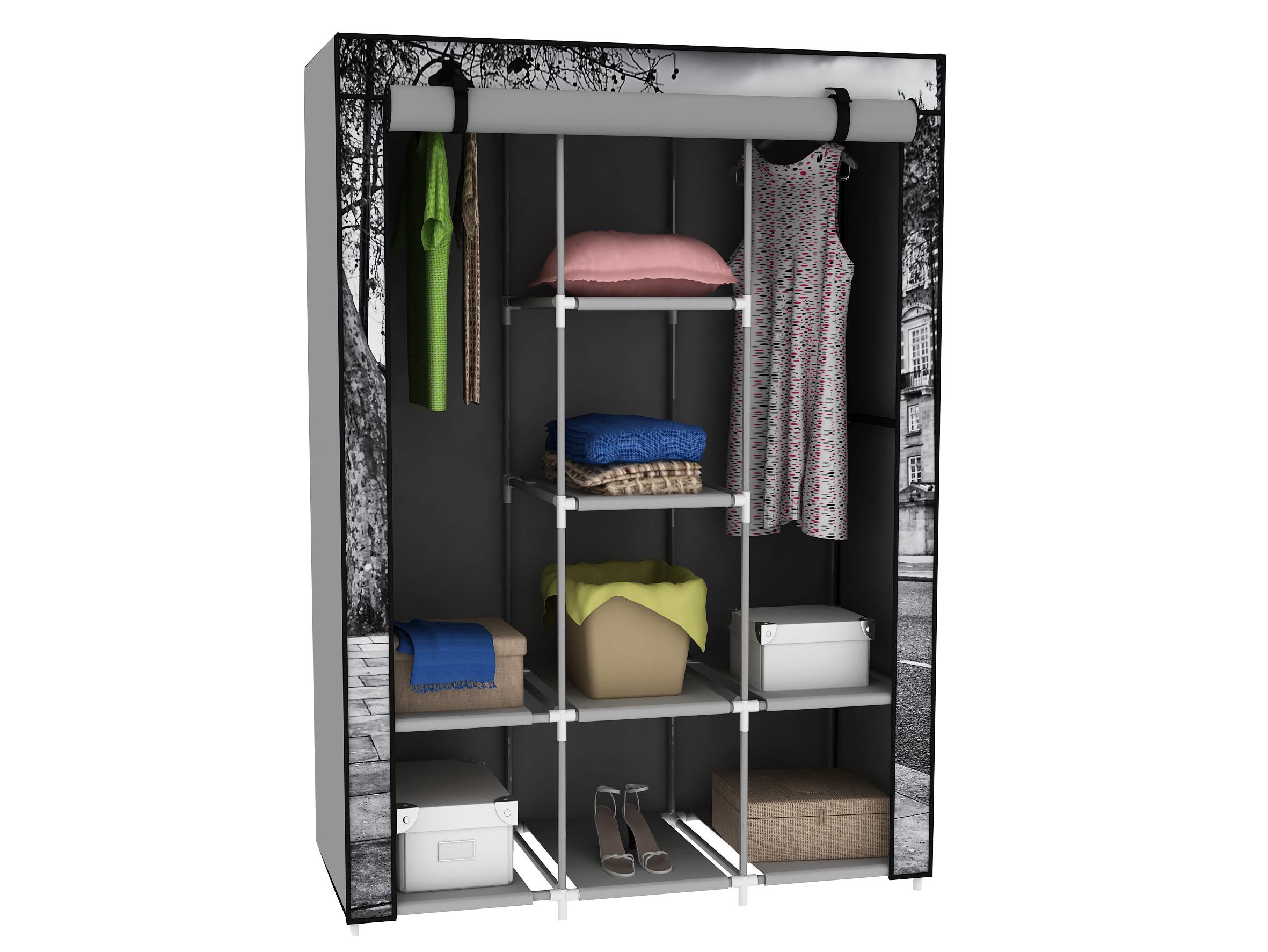 Stoffschrank Kleiderschrank Motiv rote Telefonzelle London 6 Fächer 2