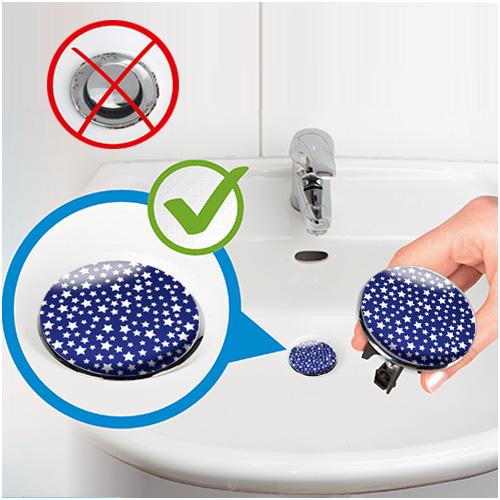 WENKO 21416100 Waschbeckenstöpsel Pluggy® XL Milkyway - Abfluss-Stopfen