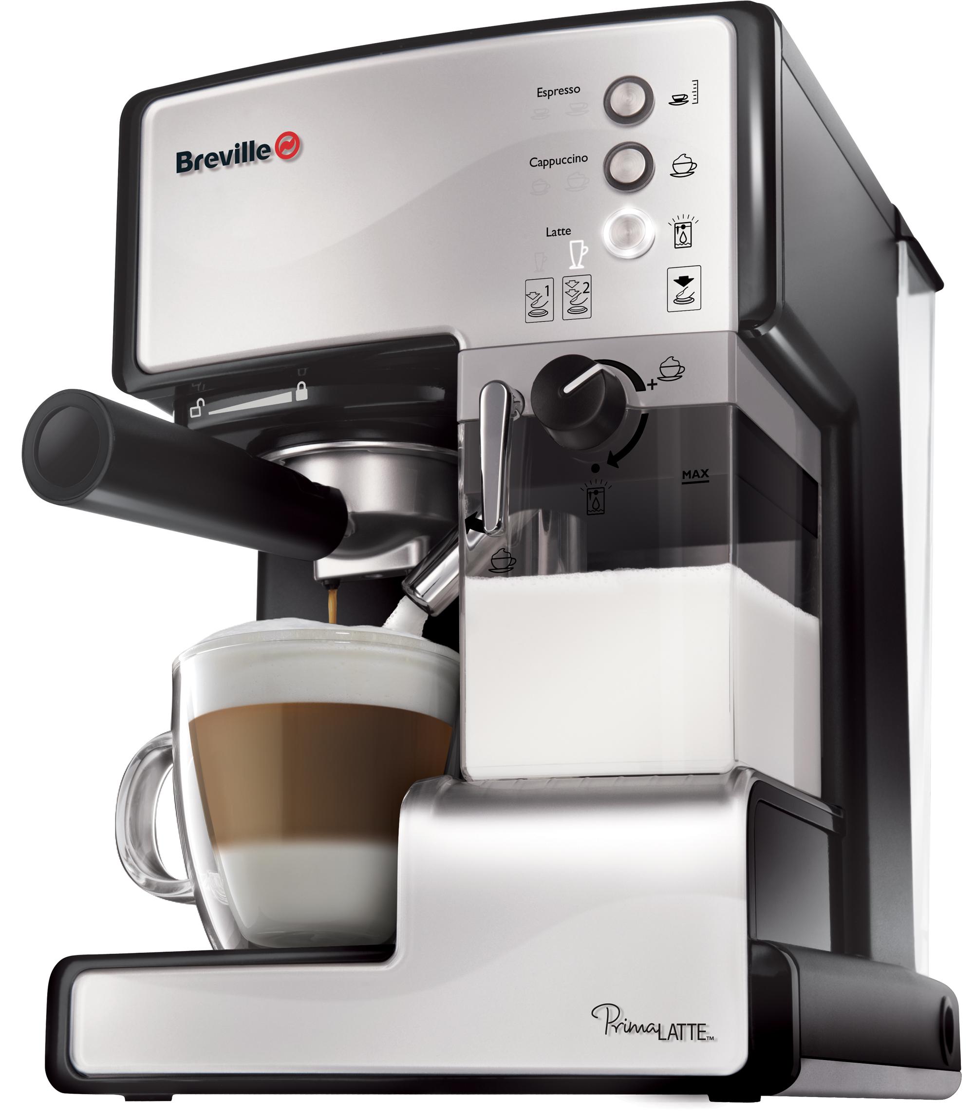 Amazon.de Breville VCF045X PrimaLATTE 3 in 1 Kaffeemaschine, 1.5 Liter, Weiß/Metallic