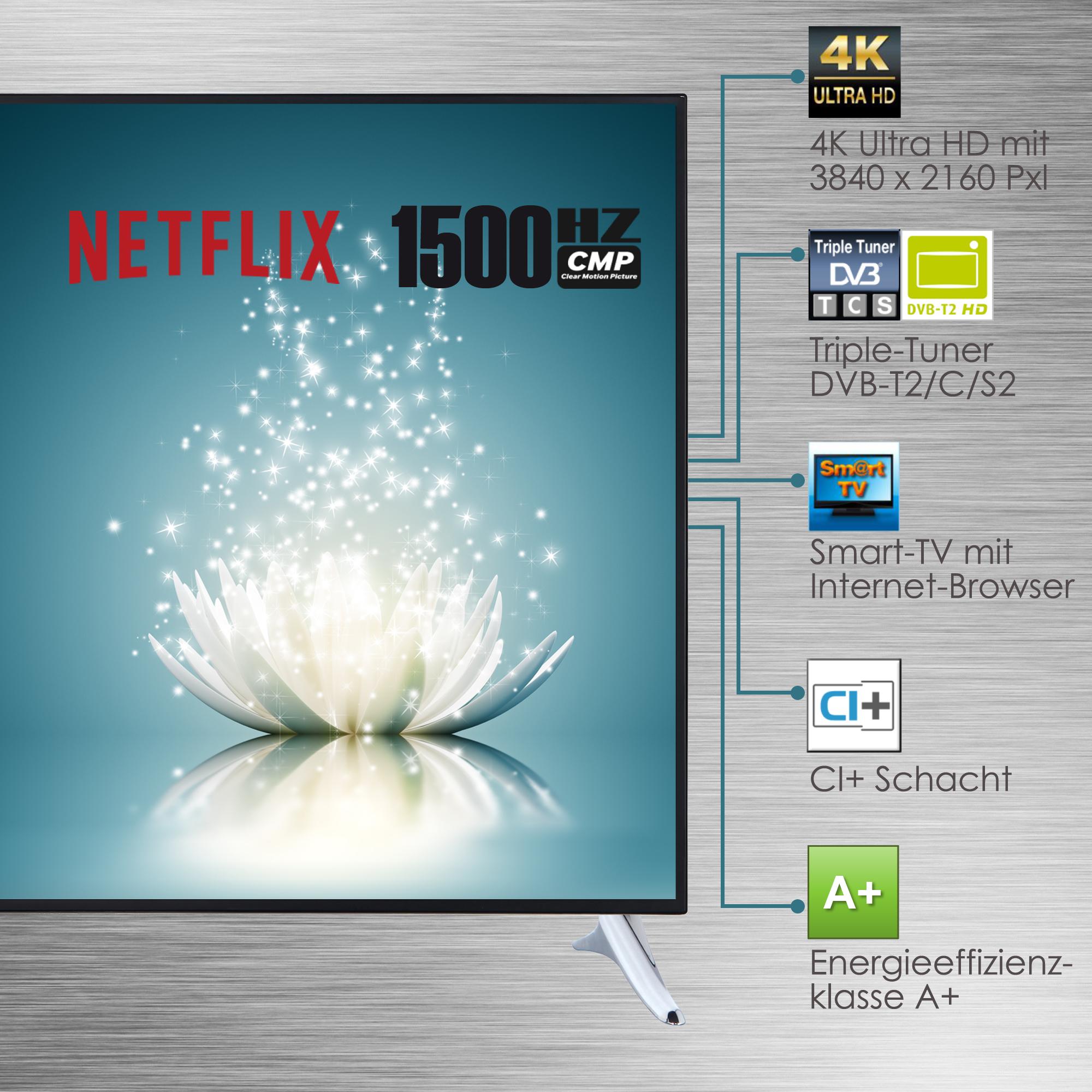 Telefunken XU65B401 165 cm (65 Zoll) Fernseher (4K Ultra HD, Triple ...