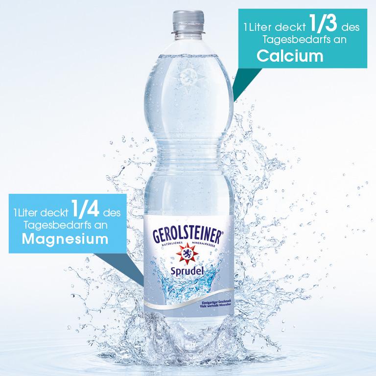 Gerolsteiner Sprudel, Mineralwasser mit Kohlensäure, calcium und