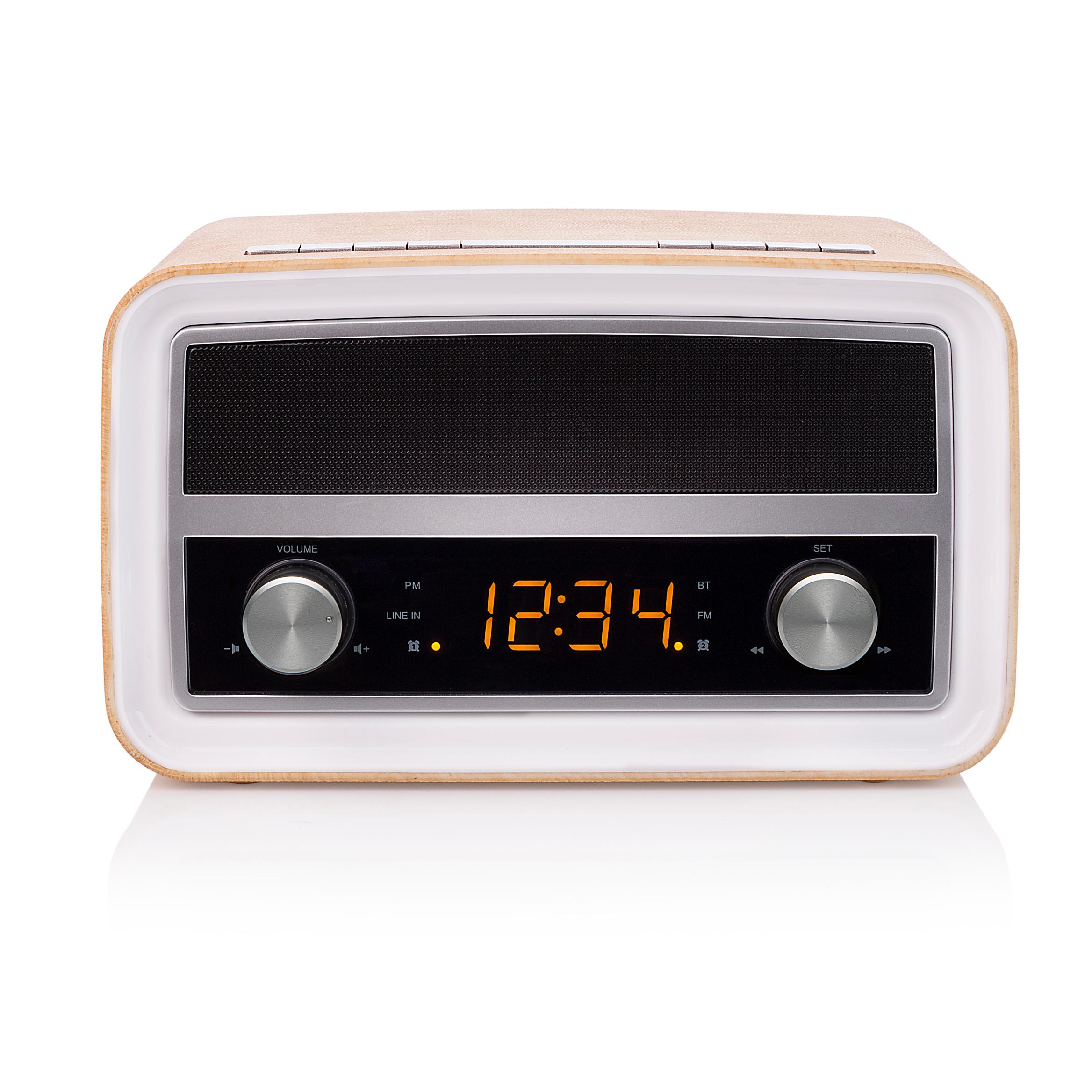 AudioSonic Retro Radio mit Uhr und Weckerfunktion AUXin und USB