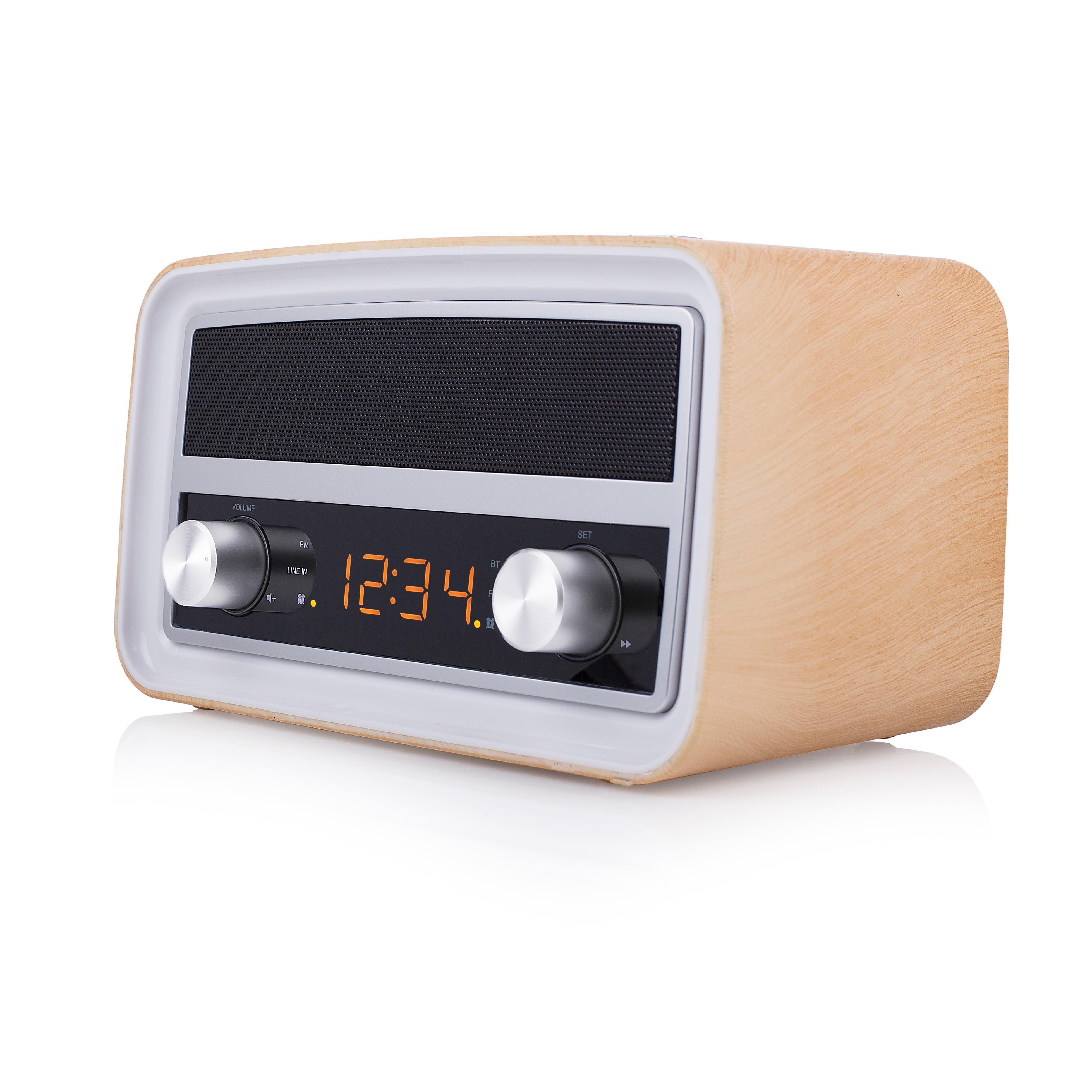 AudioSonic Retro Radio mit Uhr und Weckerfunktion AUXin und USB