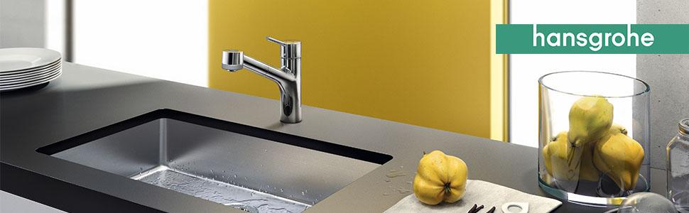 hansgrohe Talis S Einhebel-Küchenarmatur, Komfort-Höhe 165mm mit ausziehbarer Brause, Chrom ...