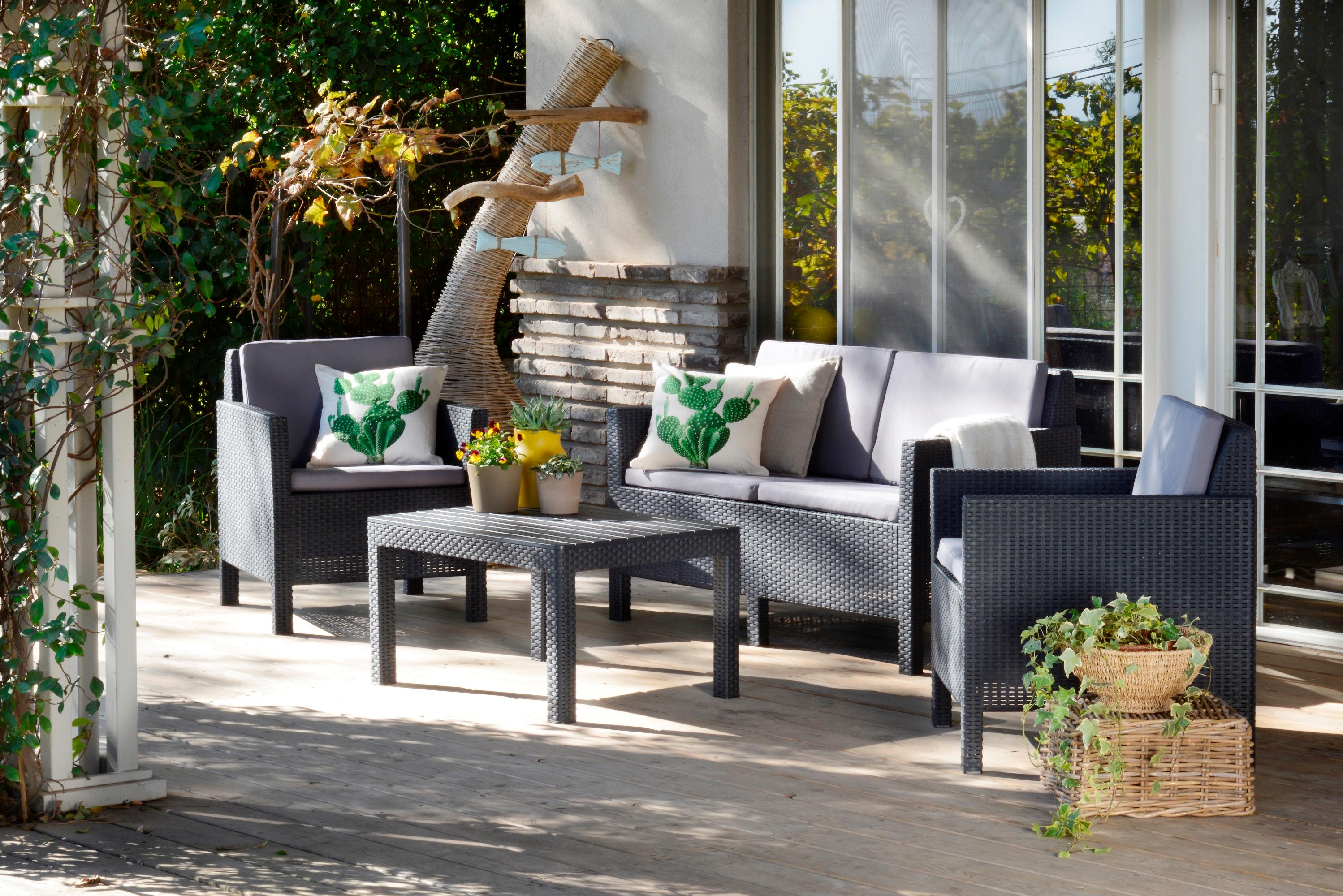 Amazon.de: Allibert Lounge Set Orlando big table, Grau, 4 ...