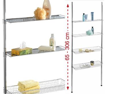 Wenko 18598100 Teleskopregal Bolsena - mit 2 Ablagen und 2 Körben