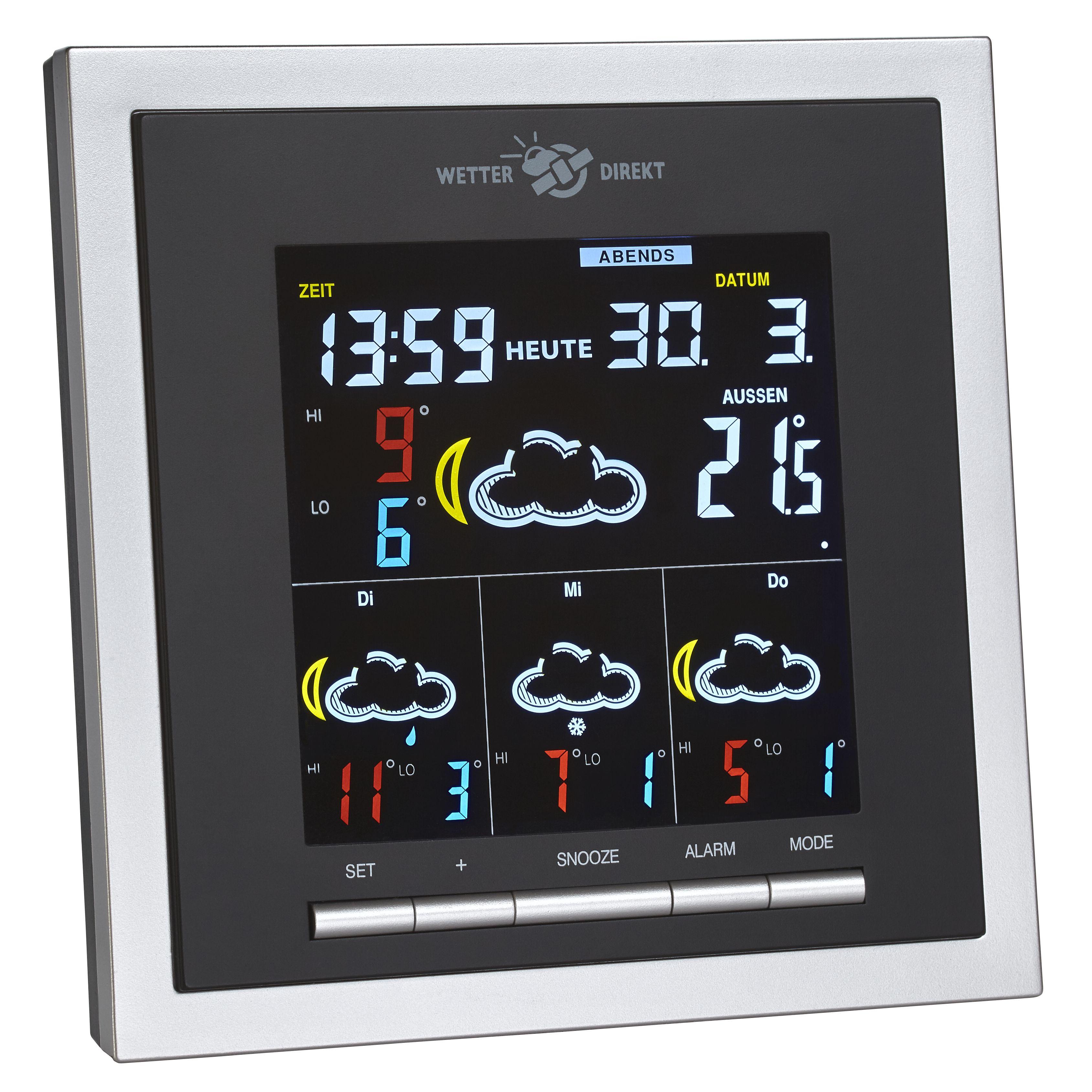 TFA Dostmann satellitengestützte Wetterstation HELIOS COLOR Funk-Wetterstation, mehrfarbig ...