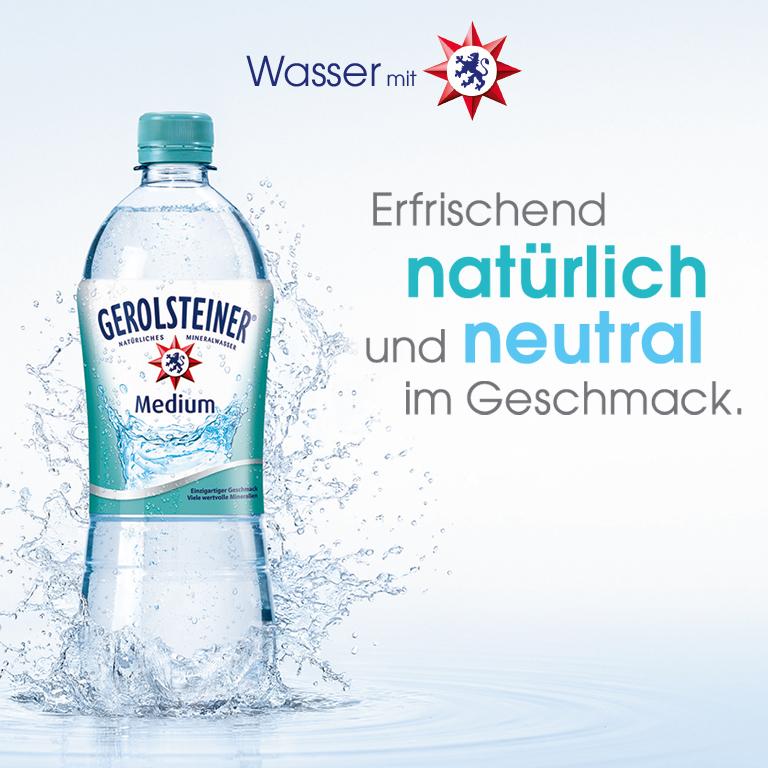 Gerolsteiner Medium/Natürliches Mineralwasser mit wenig Kohlensäure und wertvollem Calcium und