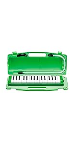 鍵盤 ハーモニカ 本体 ピアニー ピアニカ パイプ 幼稚園 保育園 小学校 学校 教育 リード 日本 国産 323AH 緑 グリーン ハード ケース