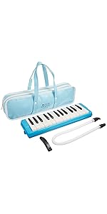 鍵盤 ハーモニカ 本体 ピアニー ピアニカ パイプ 幼稚園 保育園 小学校 学校 教育 リード 日本 国産 271A 青 ブルー ソフト ケース
