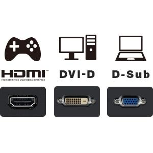 HDMI、DVI-D、D-Sub 15ピンの3系統の入力端子を搭載