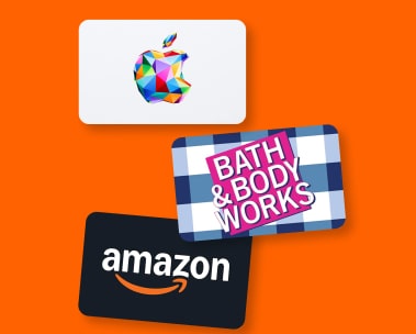 Gift cards from �鶹��, Apple, and Bath & Body Works.