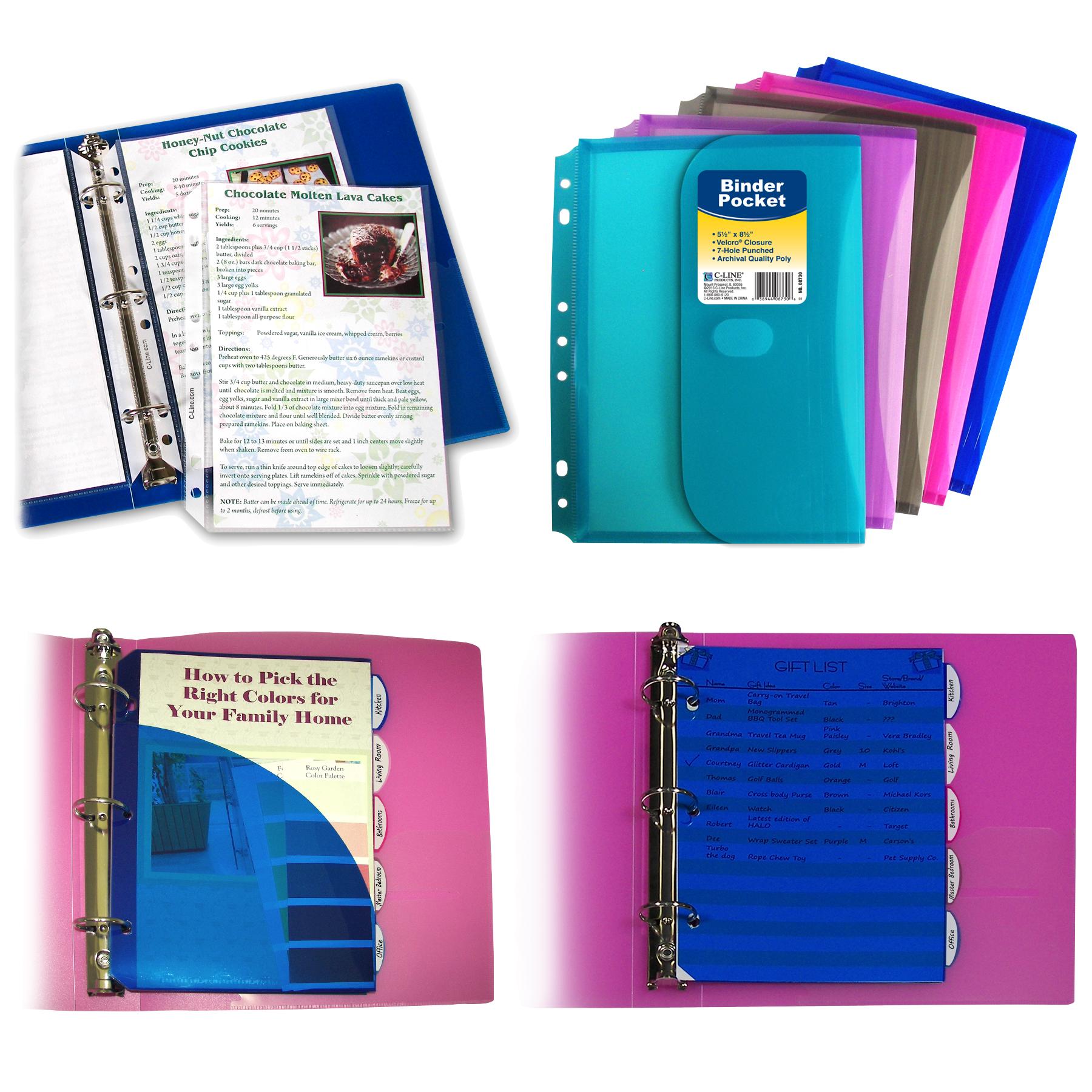 CLine Mini Binder Starter Kit, Includes Binder, Index Dividers, Filler Paper and Binder Pockets