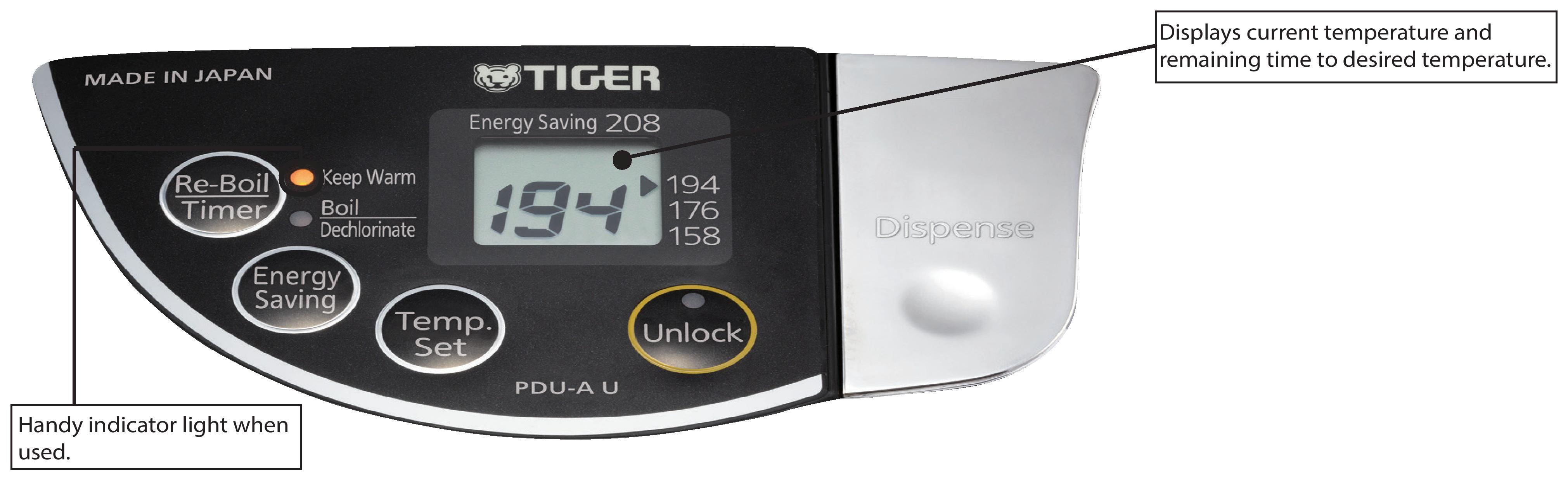 Tiger PDUA50UK Electric Water Boiler and Warmer, Stainless Black, 5.0