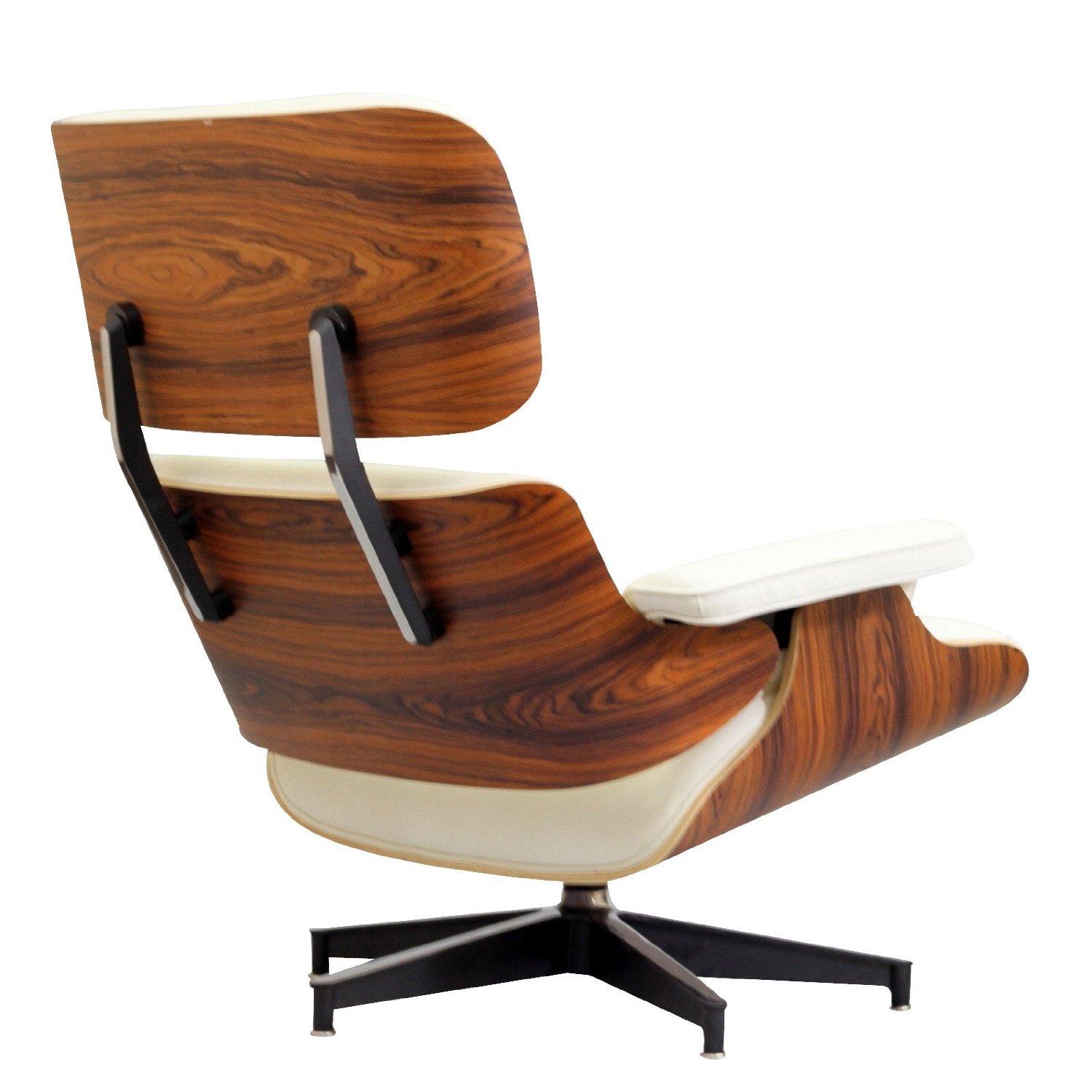 Modway Eaze Lounge Chair in White Leather and Palisander Wood Amazon