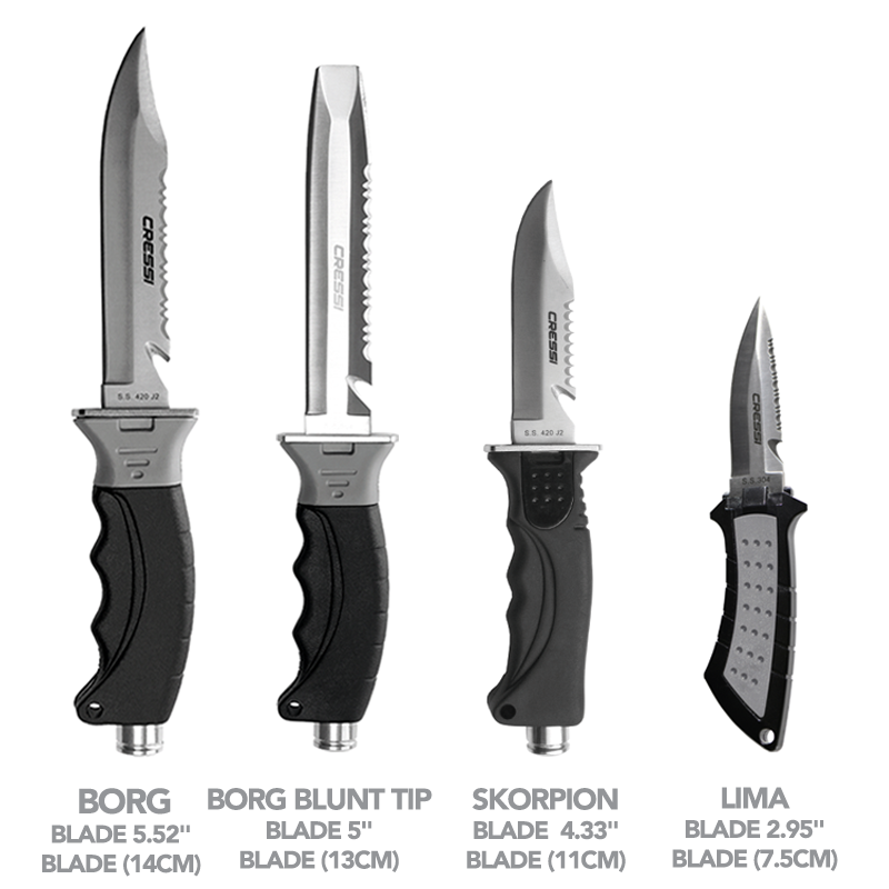 Cressi Skorpion, Medium Sized Knife with Stainless Steel Blade for