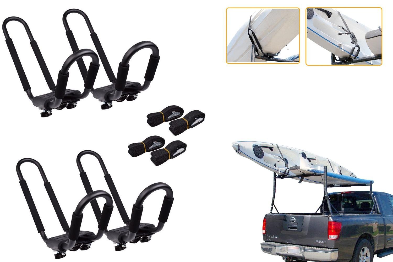 TMS 2 Pairs JBar Rack HD Kayak Carrier Canoe Boat Surf Ski Roof Top
