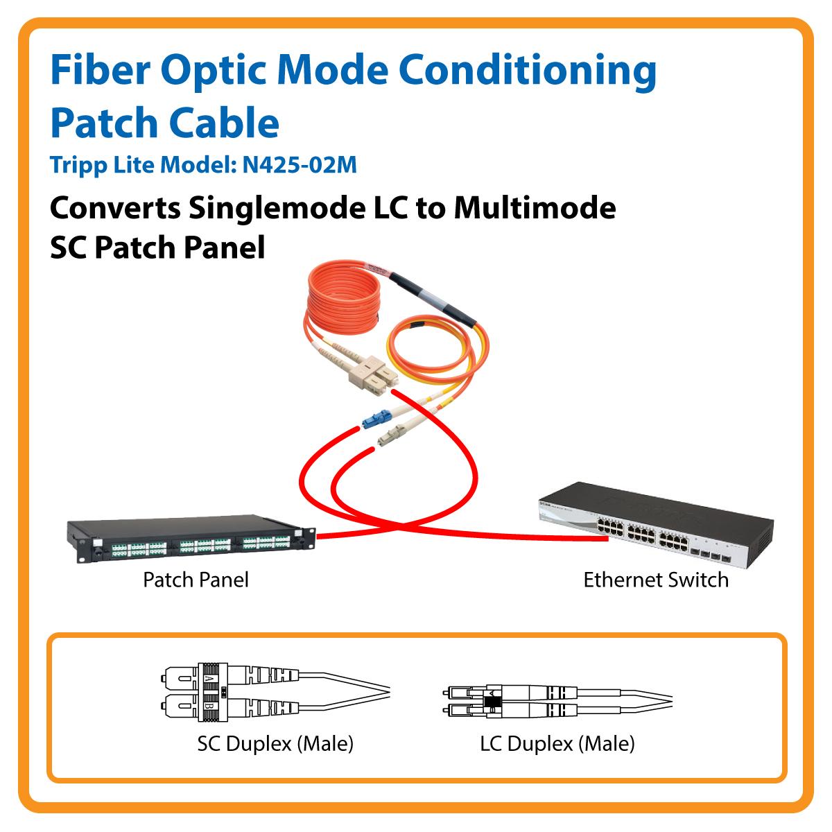 TRIPP LITE Fiber Optic Mode Conditioning 6' Patch Cable LC/MC to SC 2M