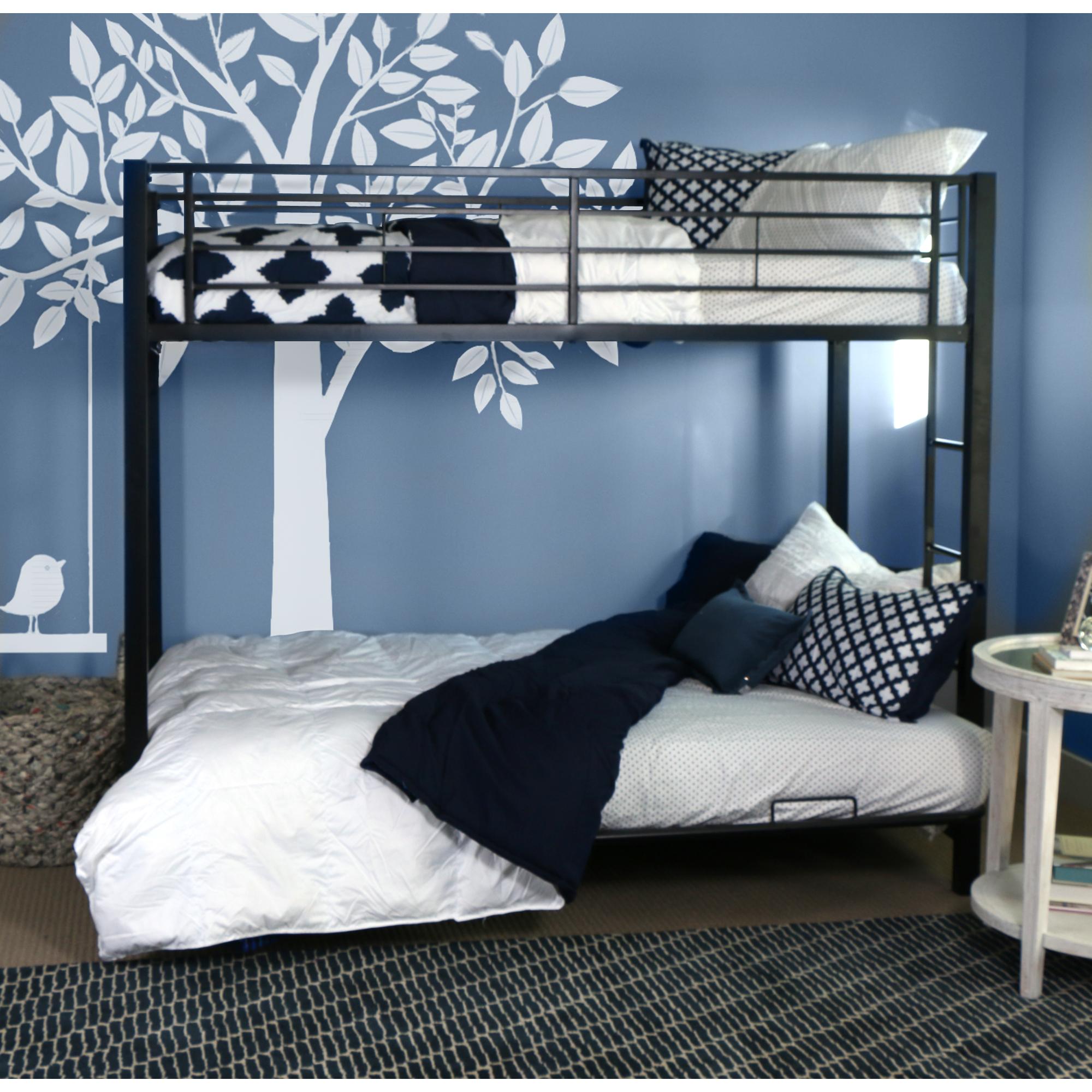 Walker Edison Modern Metal Pipe Twin Over Futon Bunk Kids Bed